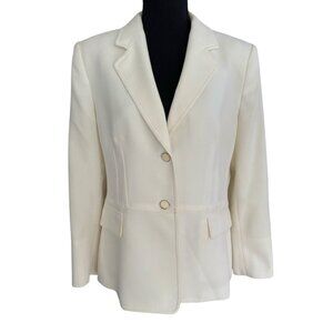 Vintage Kasper White Women's Blazer - Size 14 P Large